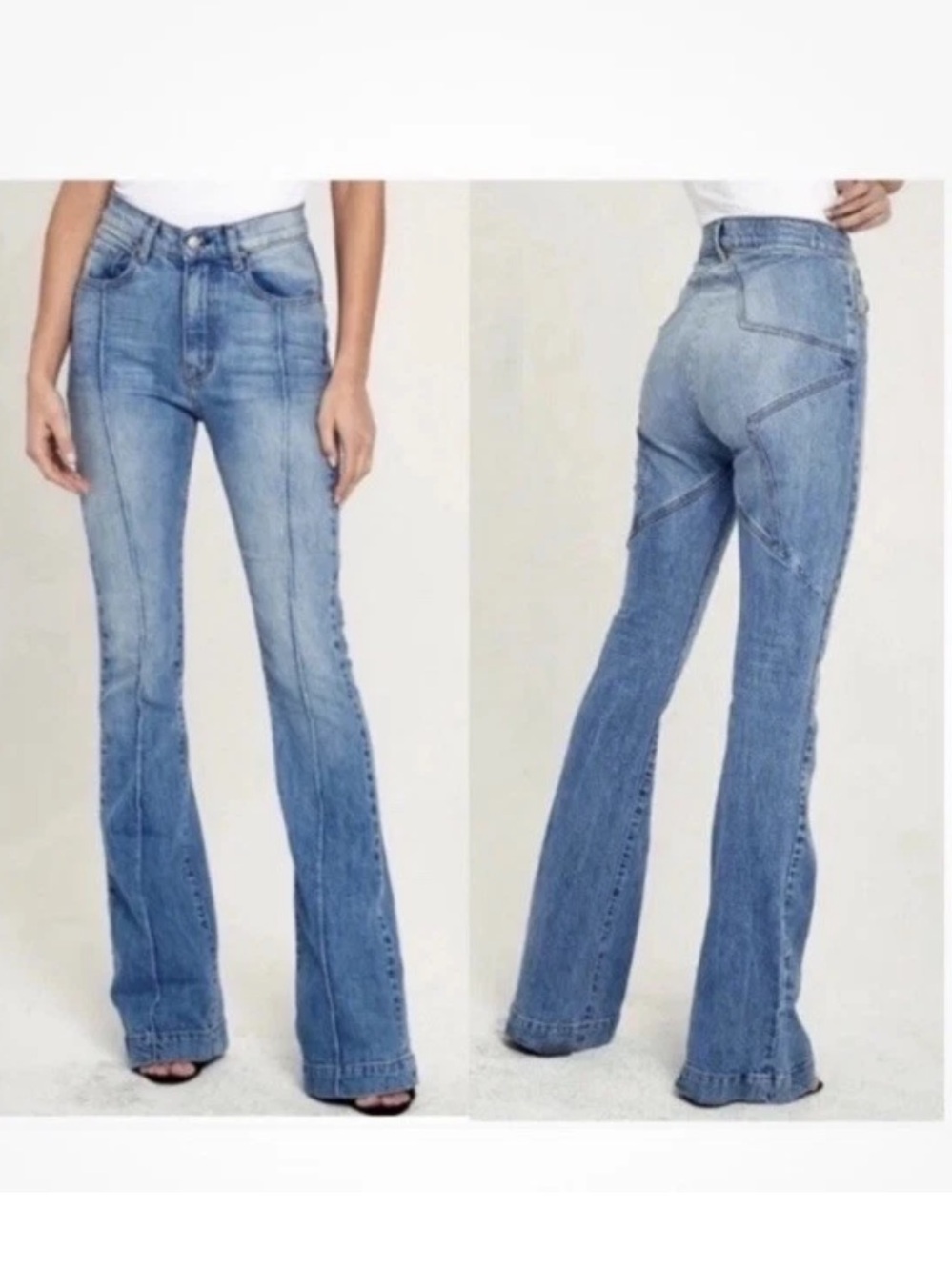 Revice Blue Star Flare Jeans Womens 29 Denim High Rise Casual Patriotic Boho